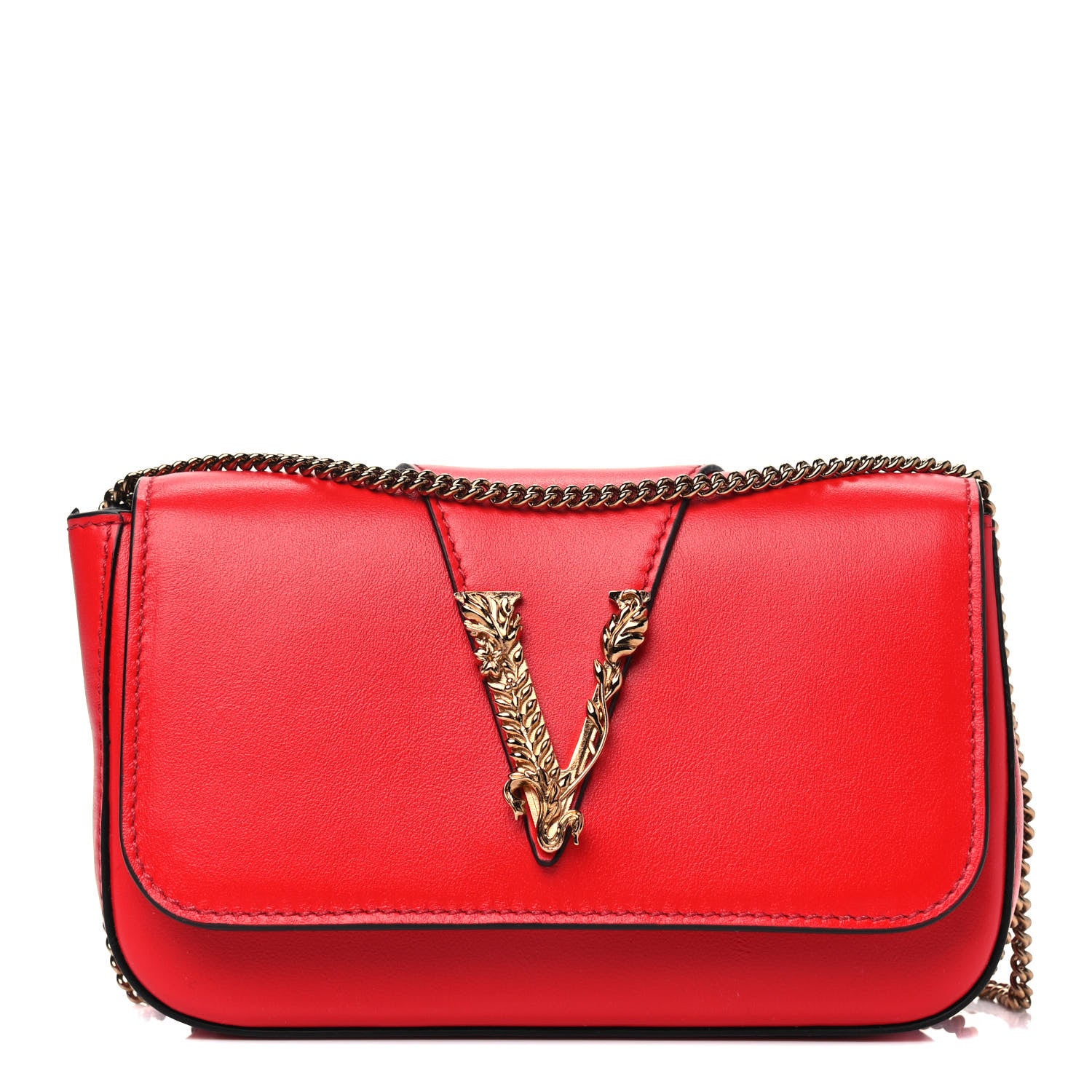 Versace Vitello Virtus Mini Chain Bag Eros Flame Red 1 of 4
