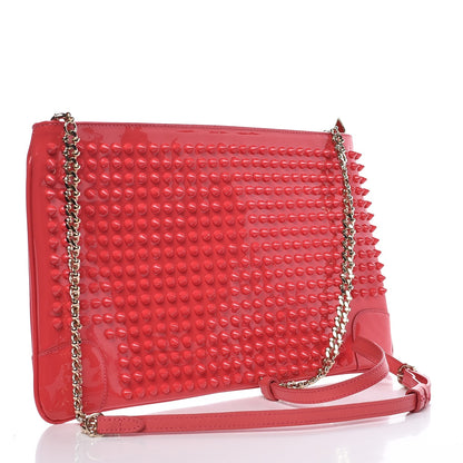 Christian Louboutin Calfskin Studded Loubiposh Chain Clutch Framboisine 3 of 7