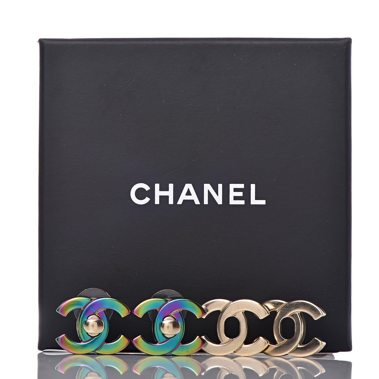 CC Turnlock Interchangeable Earrings Gold Iridescent
