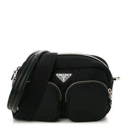Prada Tessuto Nylon Pocket Cargo Shoulder Bag Black White 1 of 9