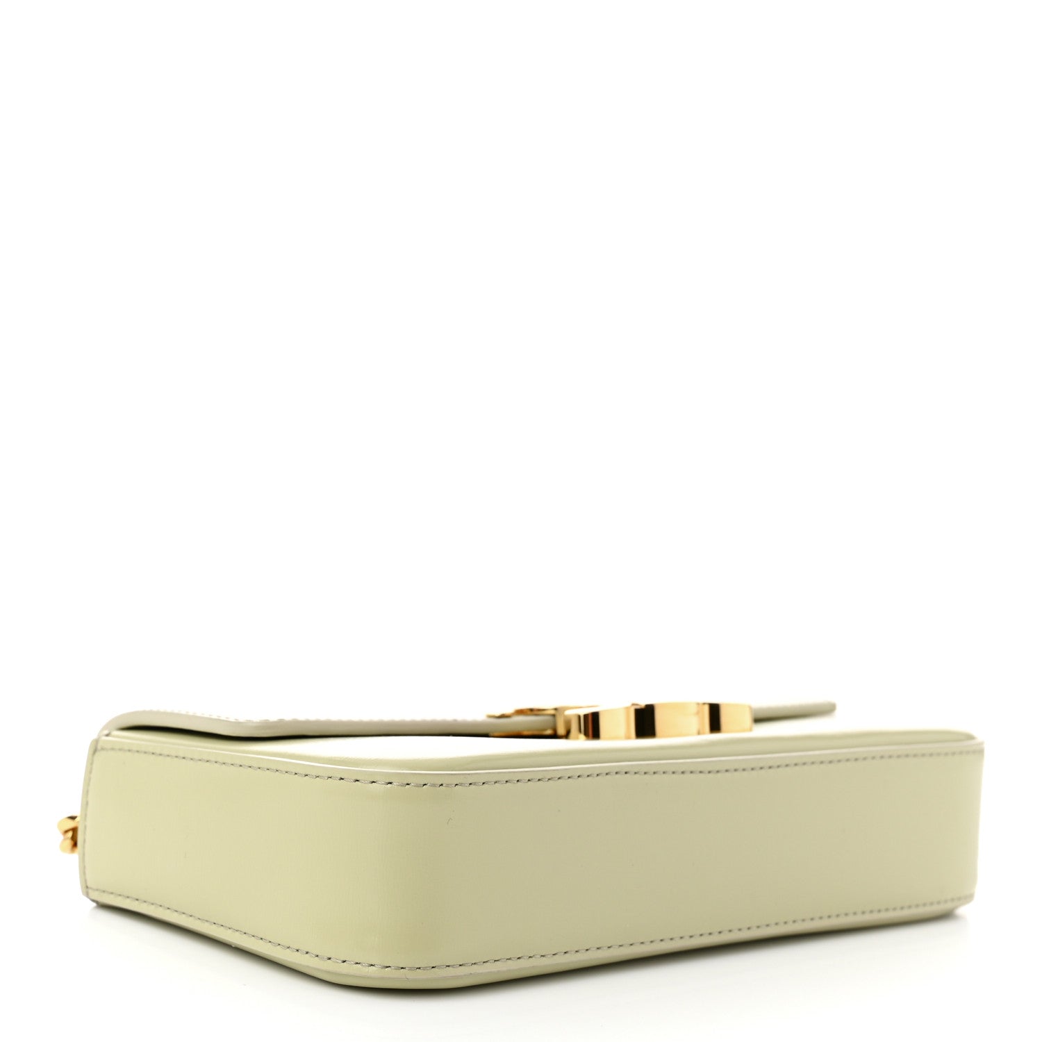 Celine Shiny Calfskin Triomphe Chain Shoulder Bag Almond Green 4 of 10