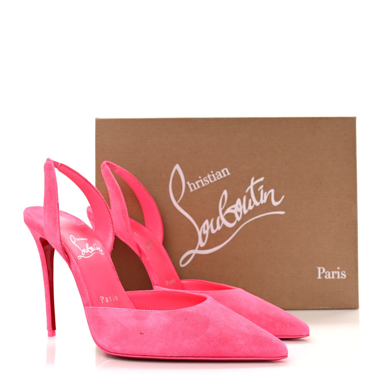 Christian Louboutin Veau Velours O Kate Slingback 100 Pumps 38.5 Poupidou 9 of 9