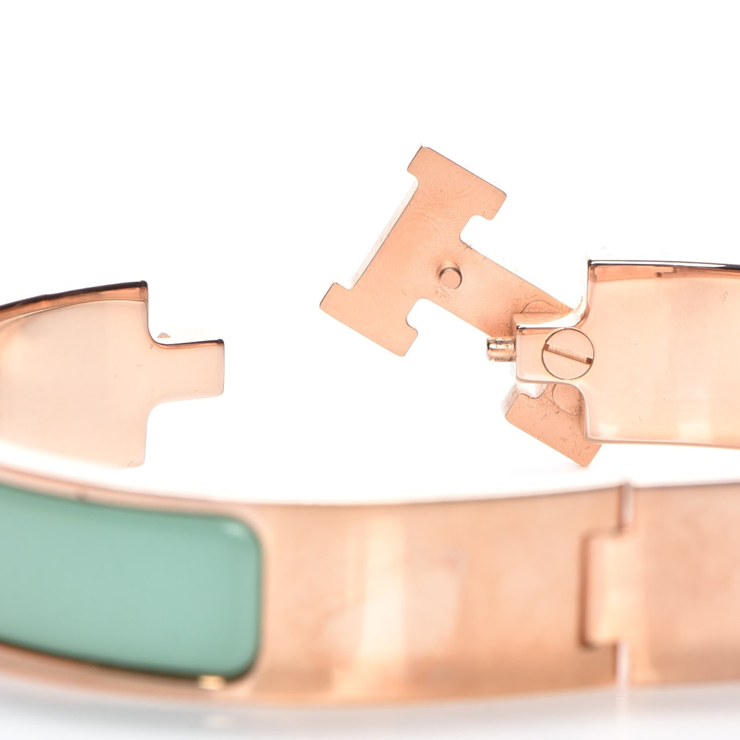 Hermes Enamel Narrow Clic Clac H Bracelet PM Vert Aqua 5 of 6