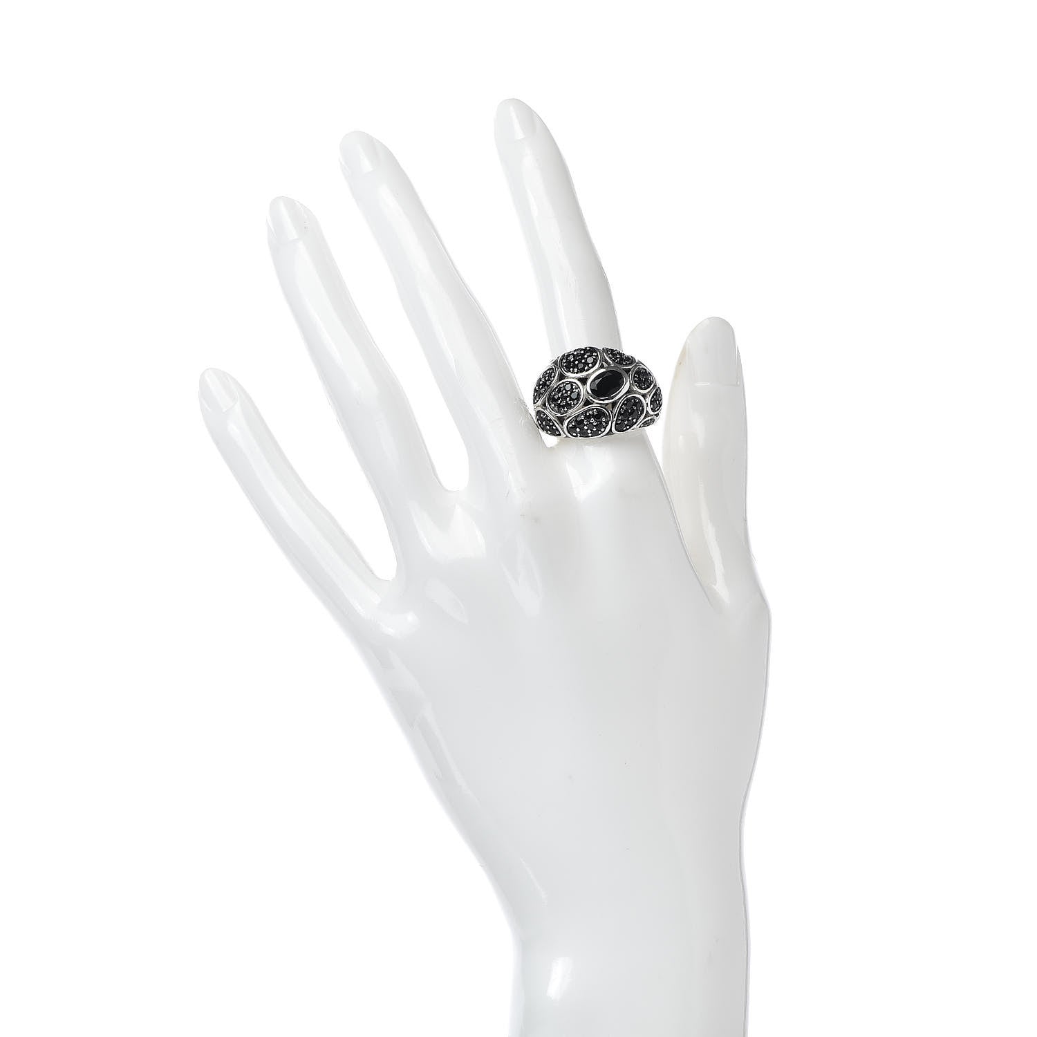 John Hardy Sterling Silver Black Sapphire Chalcedony Small Kali Lava Dome Ring 54 7 2 of 5