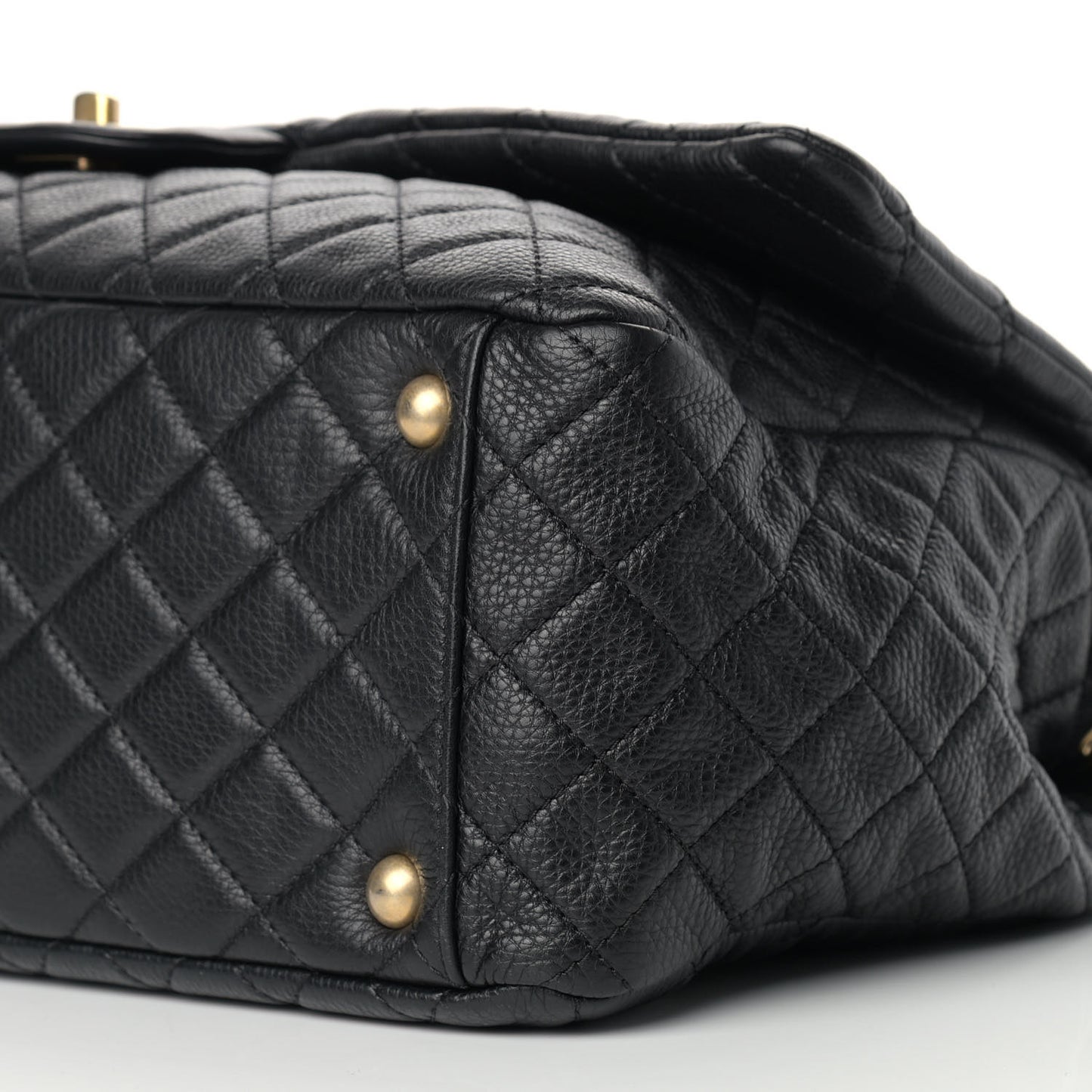 Calfskin Quilted XXL Travel Flap Bag Black