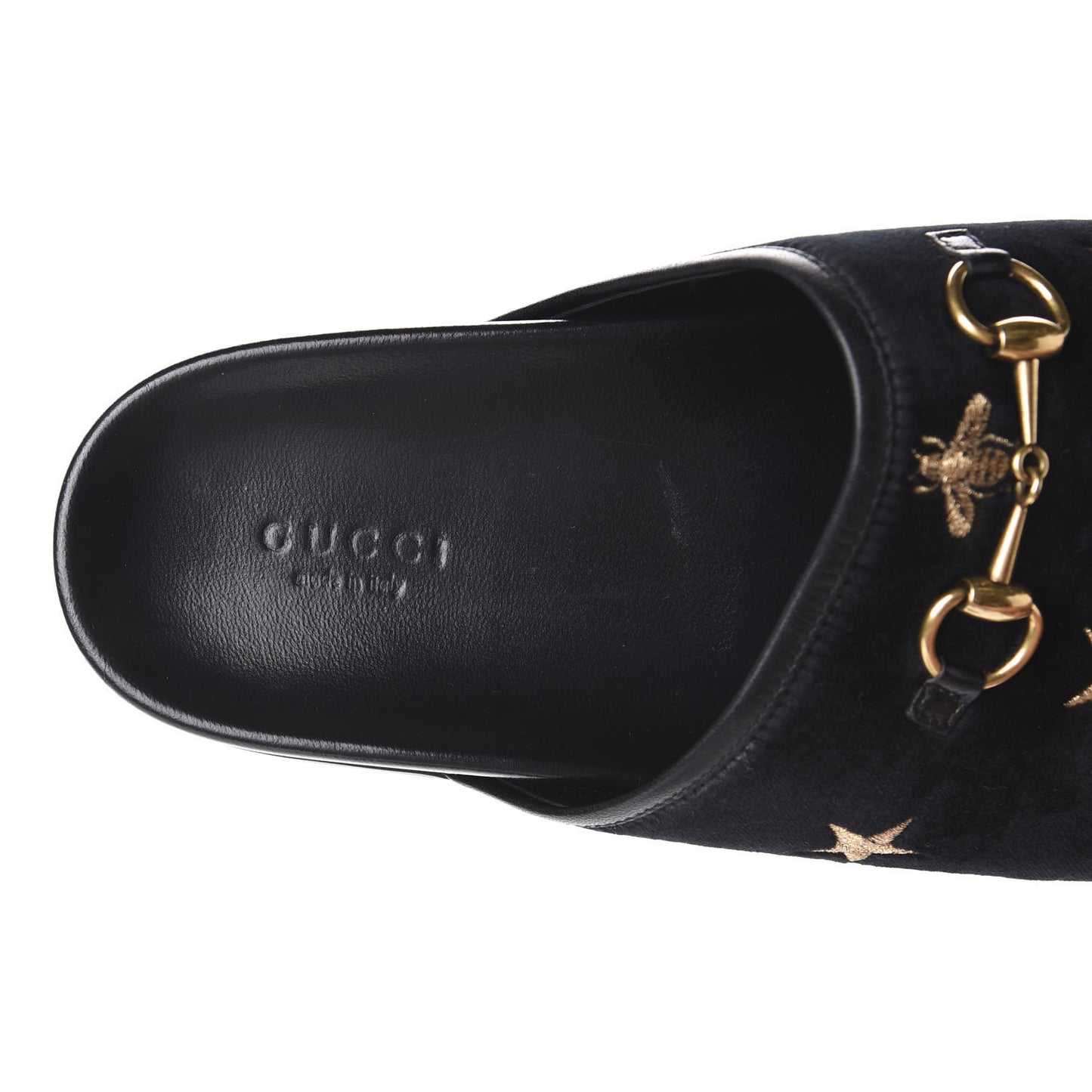 Softy Velvet Malaga Kid Bee Star Embroidered Womens Horsebit River Slippers 38 Black
