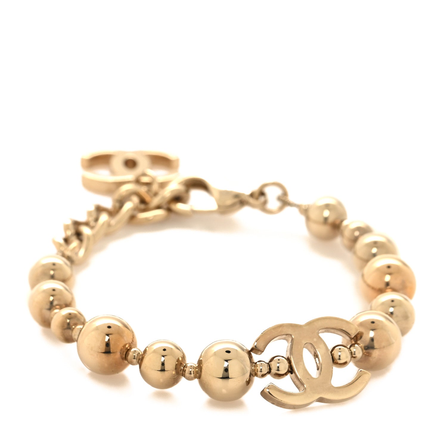 Chanel Metal Beaded CC Bracelet Gold 1 of 5