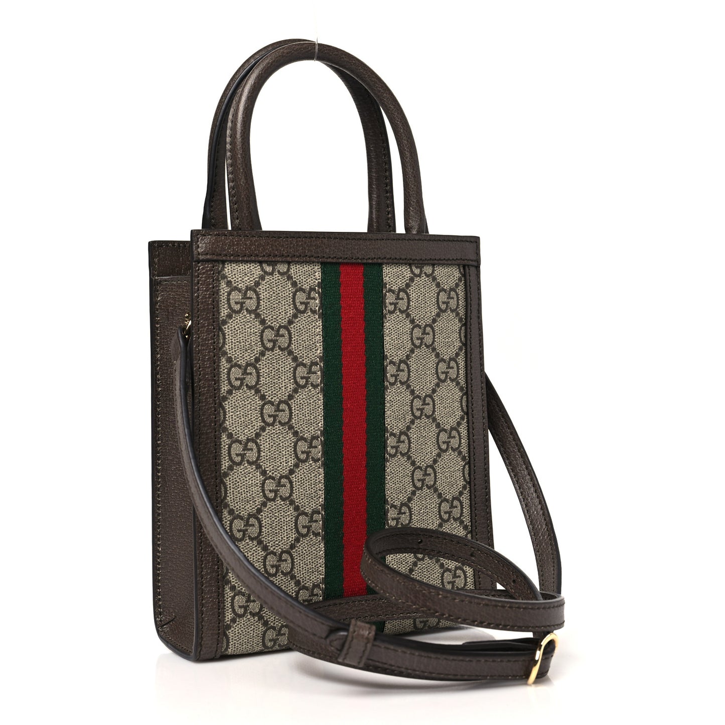 GG Supreme Monogram Textured Dollar Calfskin Web Super Mini Ophidia Mini Tote Bag Beige Ebony New Acero