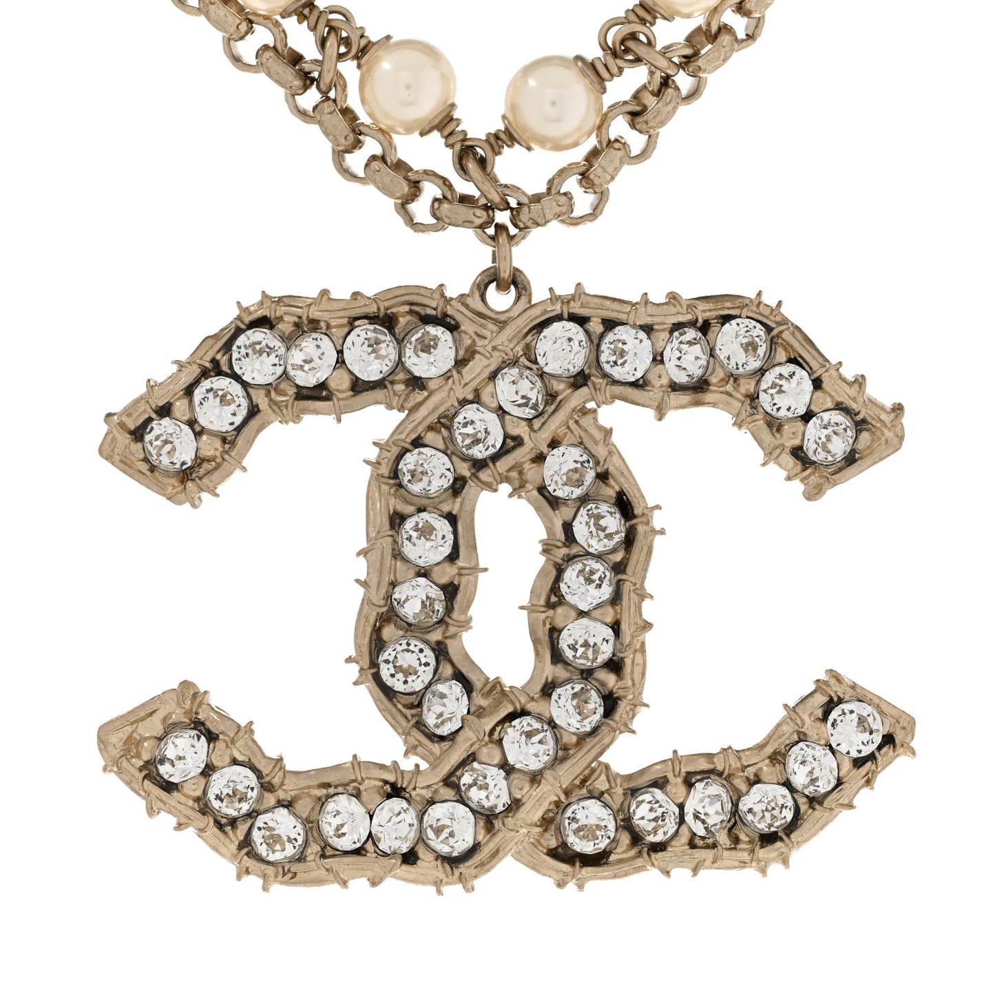 Pearl Crystal CC Camellia Express Necklace Gold