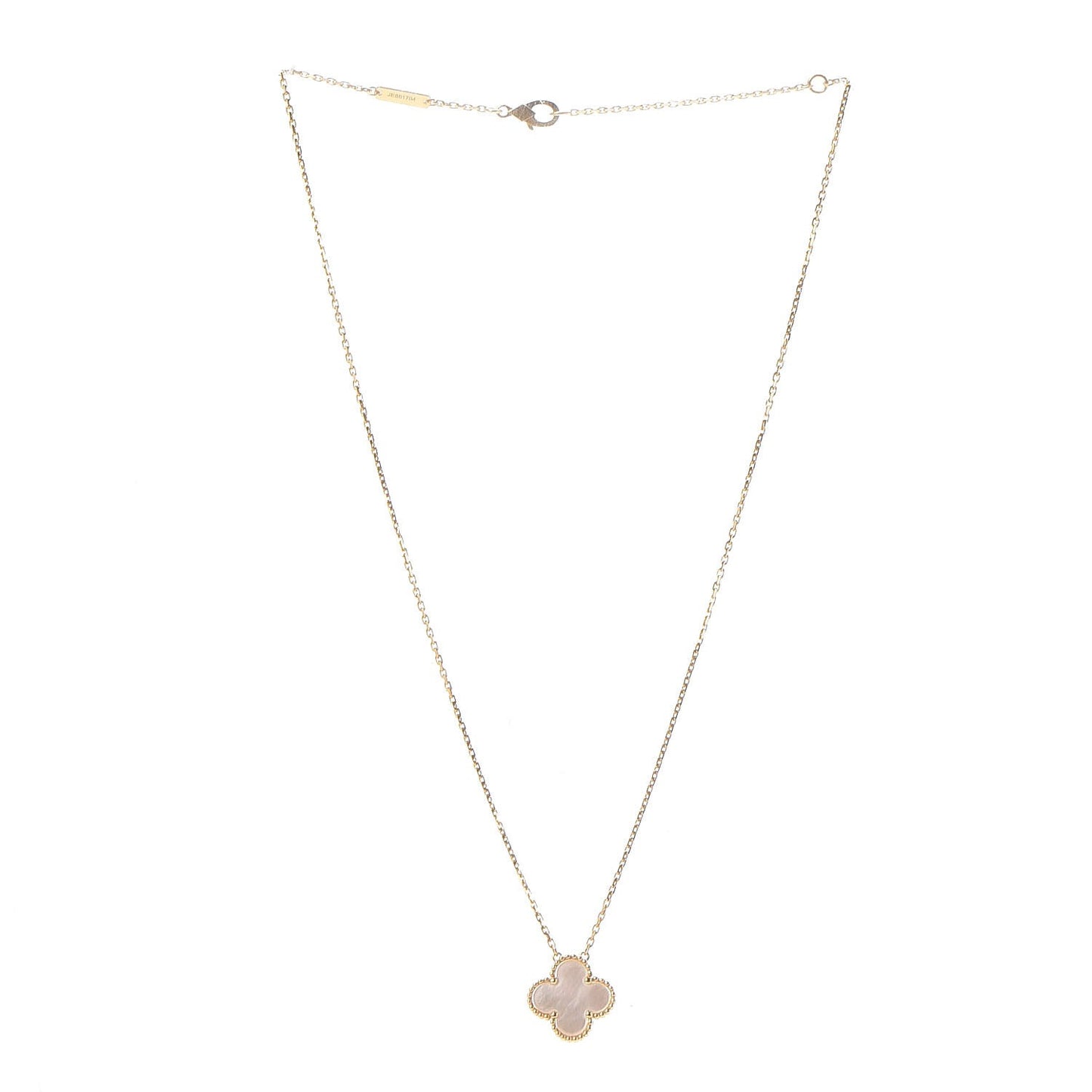 18K Yellow Gold Mother of Pearl Vintage Alhambra Pendant Necklace