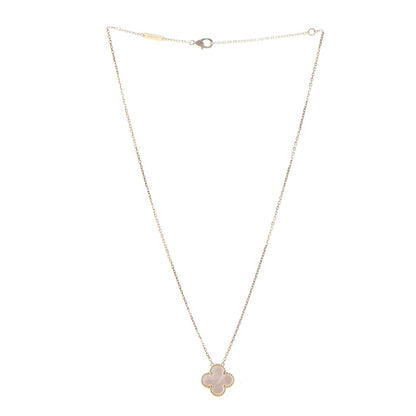 Van Cleef & Arpels 18K Yellow Gold Mother of Pearl Vintage Alhambra Pendant Necklace 3 of 7