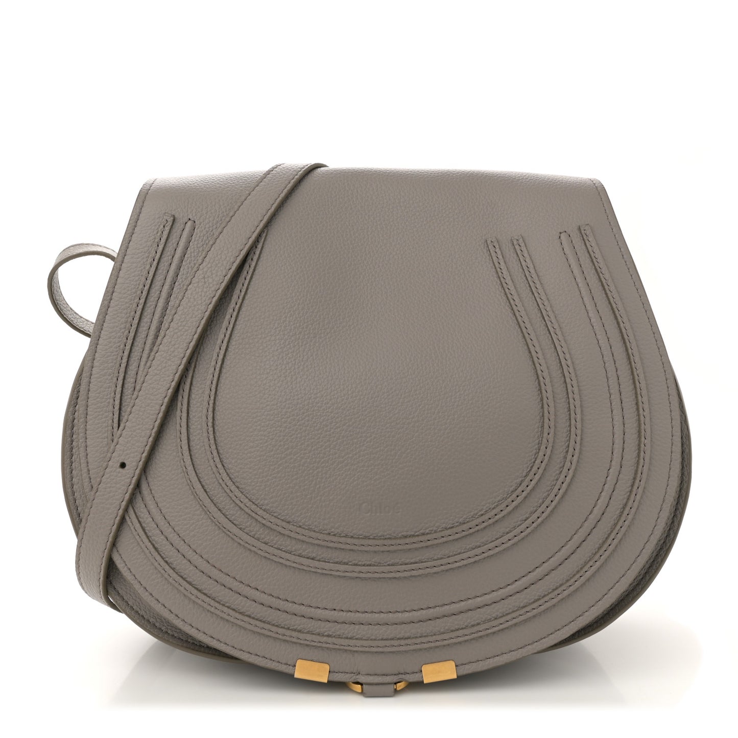 Grained Calfskin Medium Marcie Saddle Bag Cashmere Grey