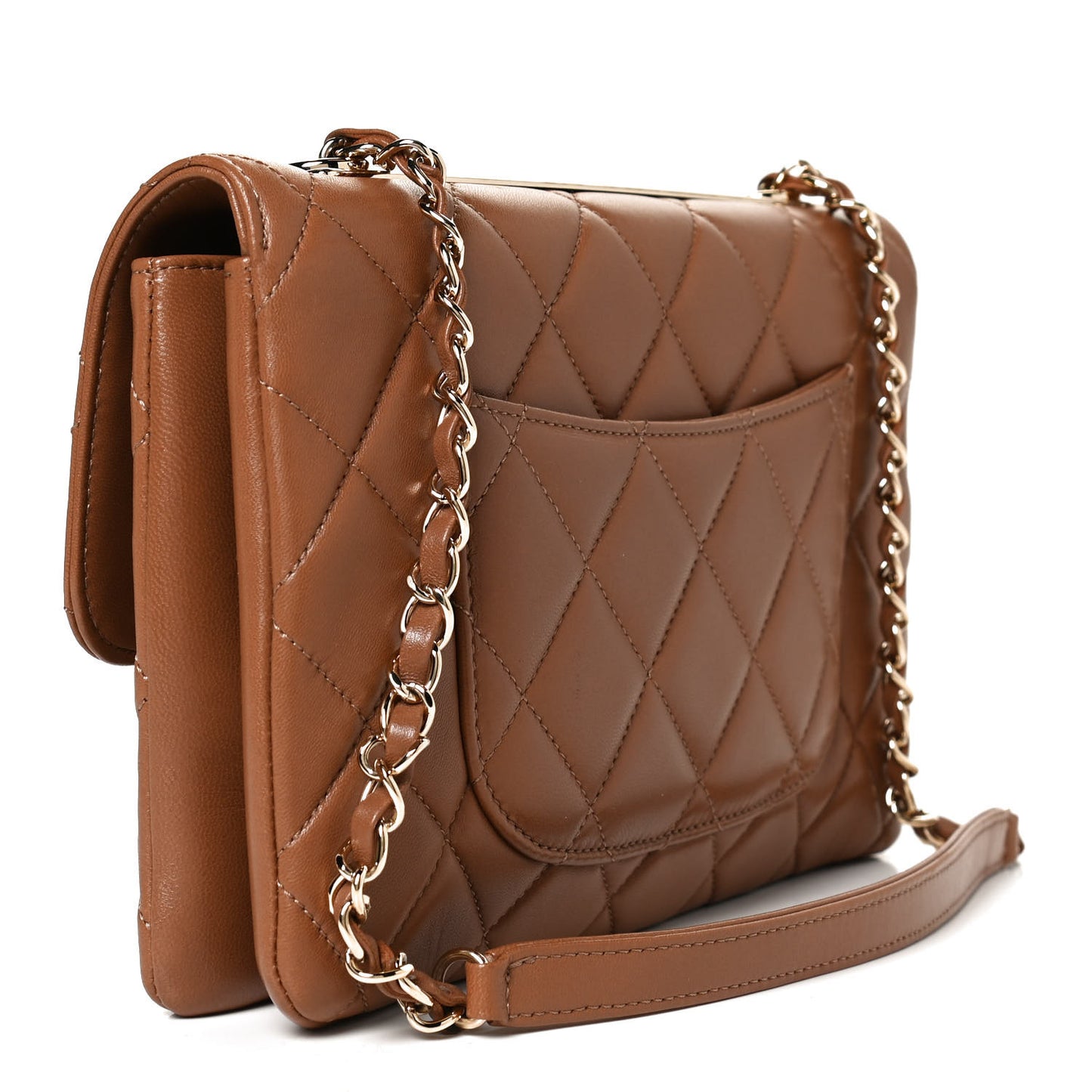 Lambskin Quilted Medium Trendy CC Flap Light Brown