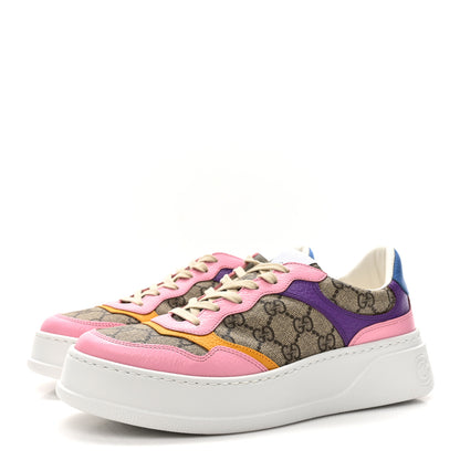 Gucci Calfskin GG Supreme Monogram Perforated Womens Platform 55mm Sneakers 40 Beige Ebony Sugar Pink Crop Shine Purple 3 of 10
