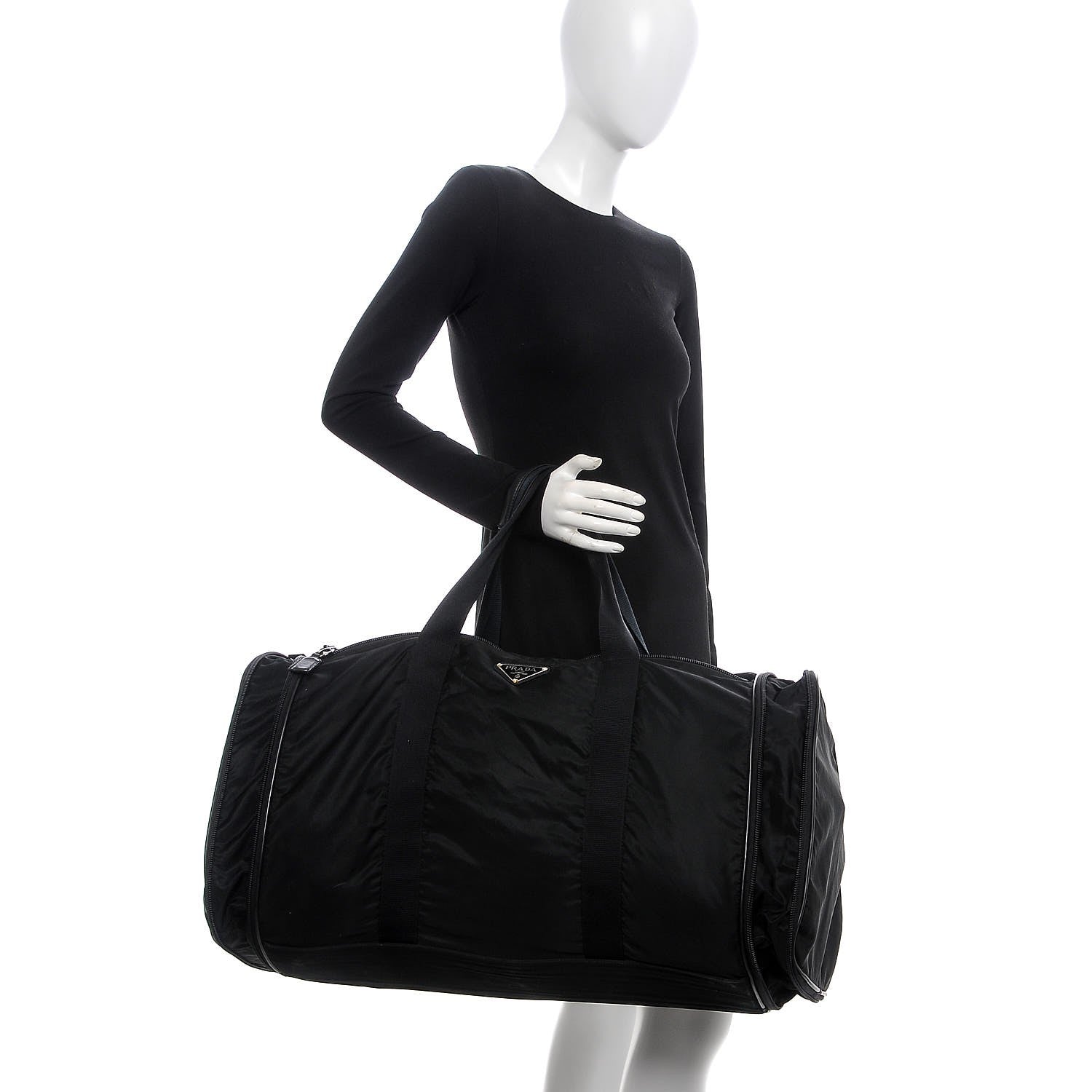 Prada Tessuto Nylon Duffel Bag Black 2 of 9