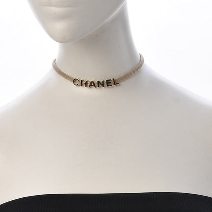 Chanel Mesh Mesh Logo Choker Necklace Gold 2 of 5