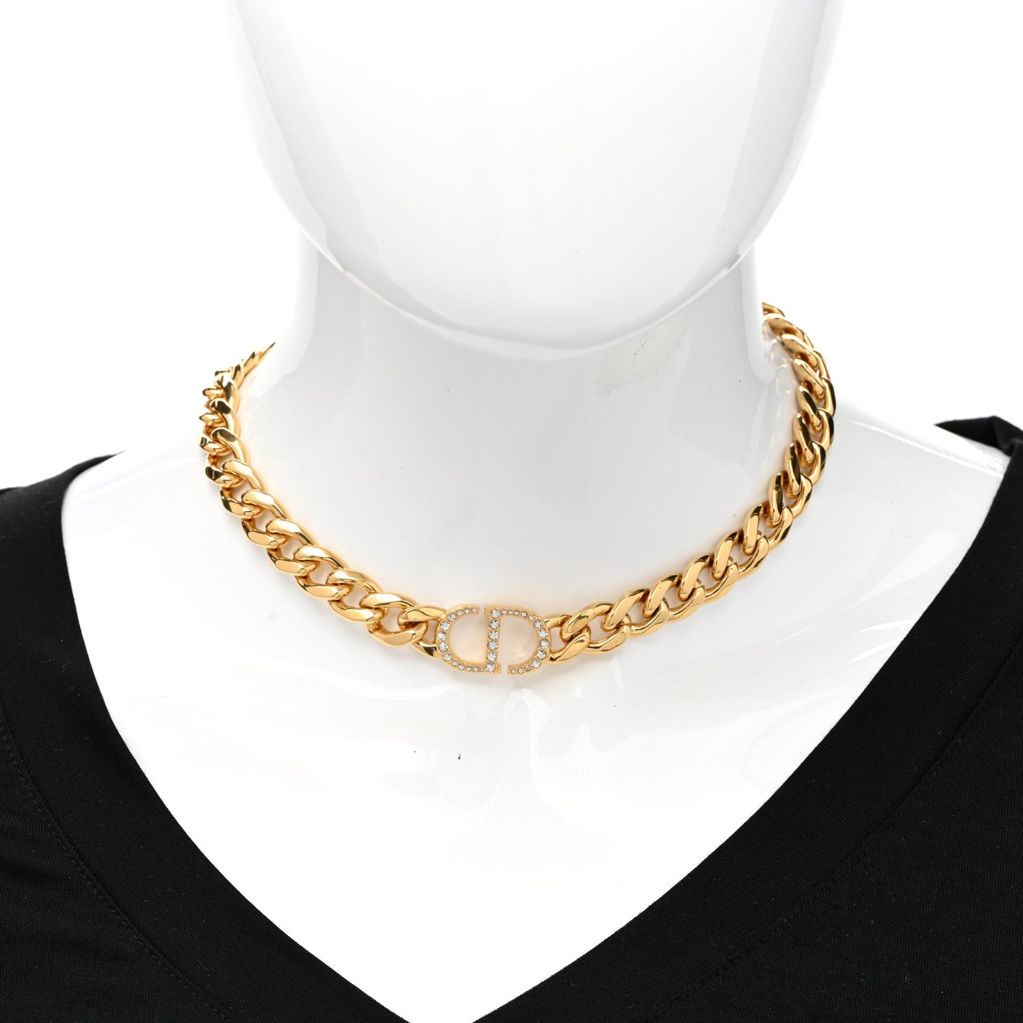 Metal Crystal 30 Montaigne Necklace Gold
