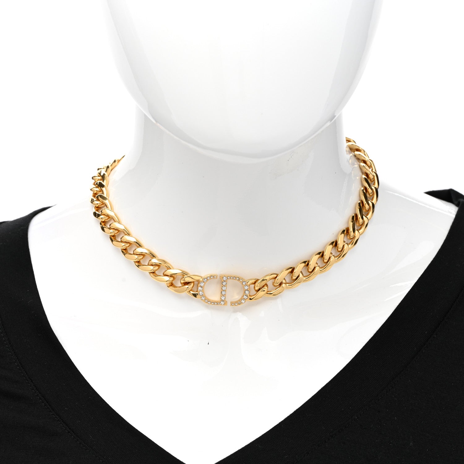 Christian Dior Metal Crystal 30 Montaigne Necklace Gold 2 of 6