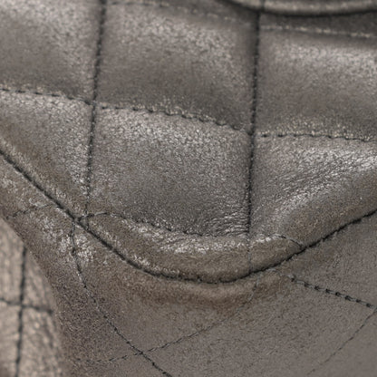 Chanel Metallic Lambskin Quilted Medium Double Flap Pewter 11 of 17