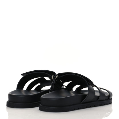 Hermes Calfskin Womens Chypre Sandals 37 Black 4 of 9