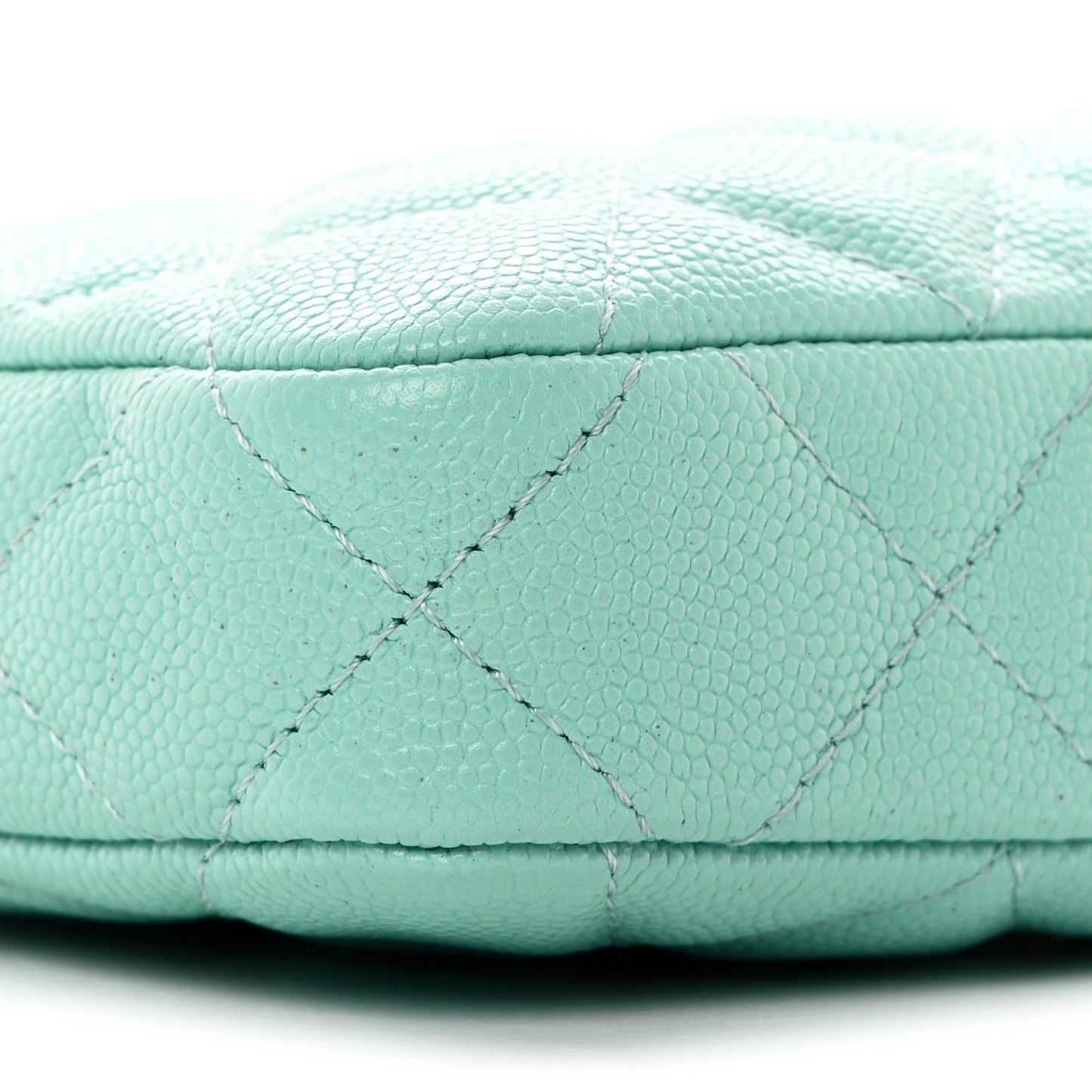 Caviar Quilted Small Clutch With Chain Light Blue