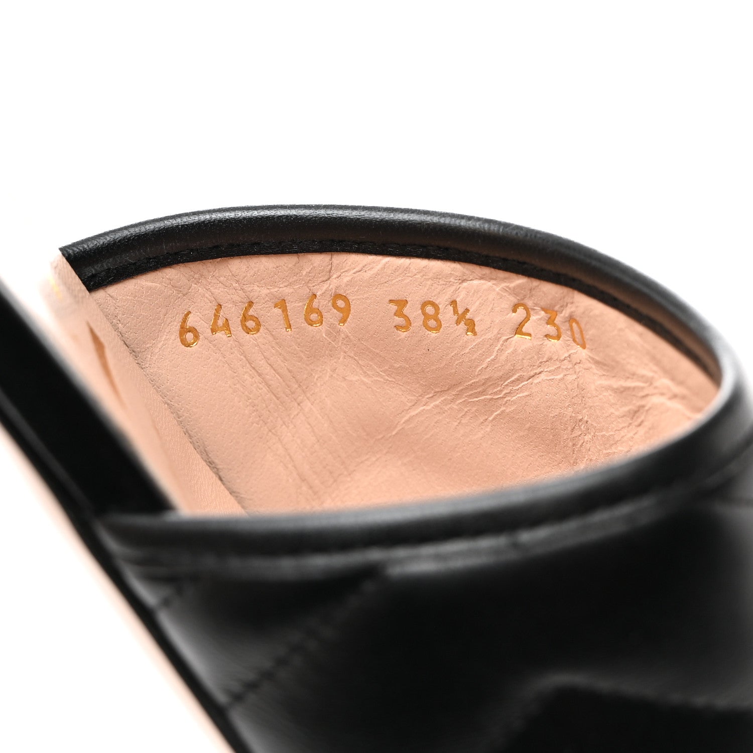 Gucci Nappa Matelasse GG Marmont Flat Slide Sandals 38.5 Black 7 of 9