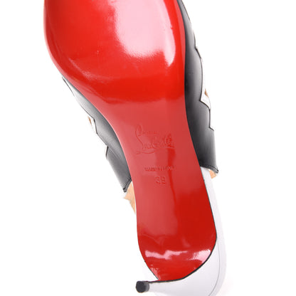 Christian Louboutin Kidskin Stellare Slingback Pumps 39 Black White 6 of 7