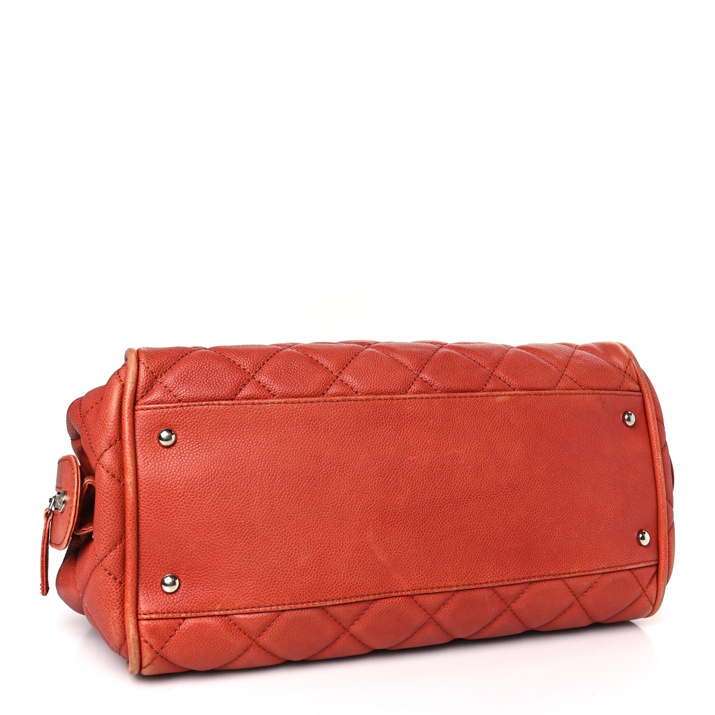 Caviar Quilted Timeless Bowler Orange