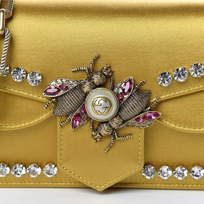 Gucci Satin Crystal Mini Bee Broadway Shoulder Bag Gold 10 of 10