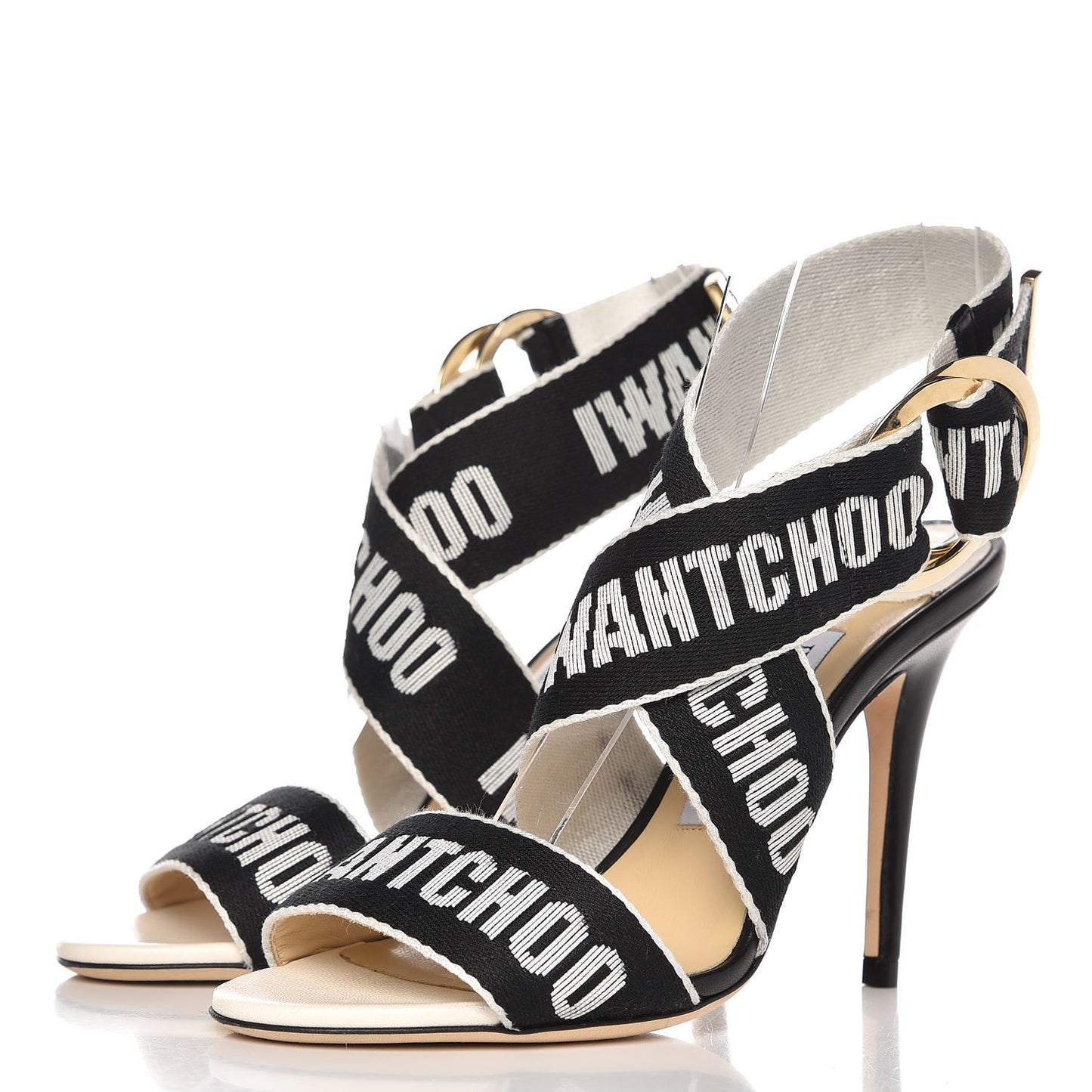 Nappa Nylon Bailey Logo Tape Sandals 36 Black Chalk