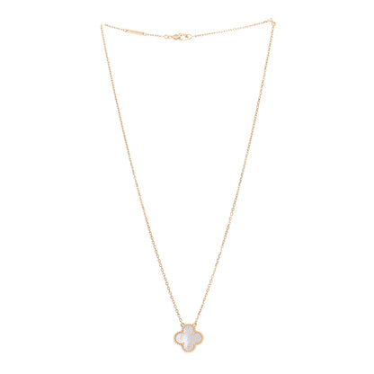 Van Cleef & Arpels 18K Yellow Gold Mother of Pearl Vintage Alhambra Pendant Necklace 3 of 7