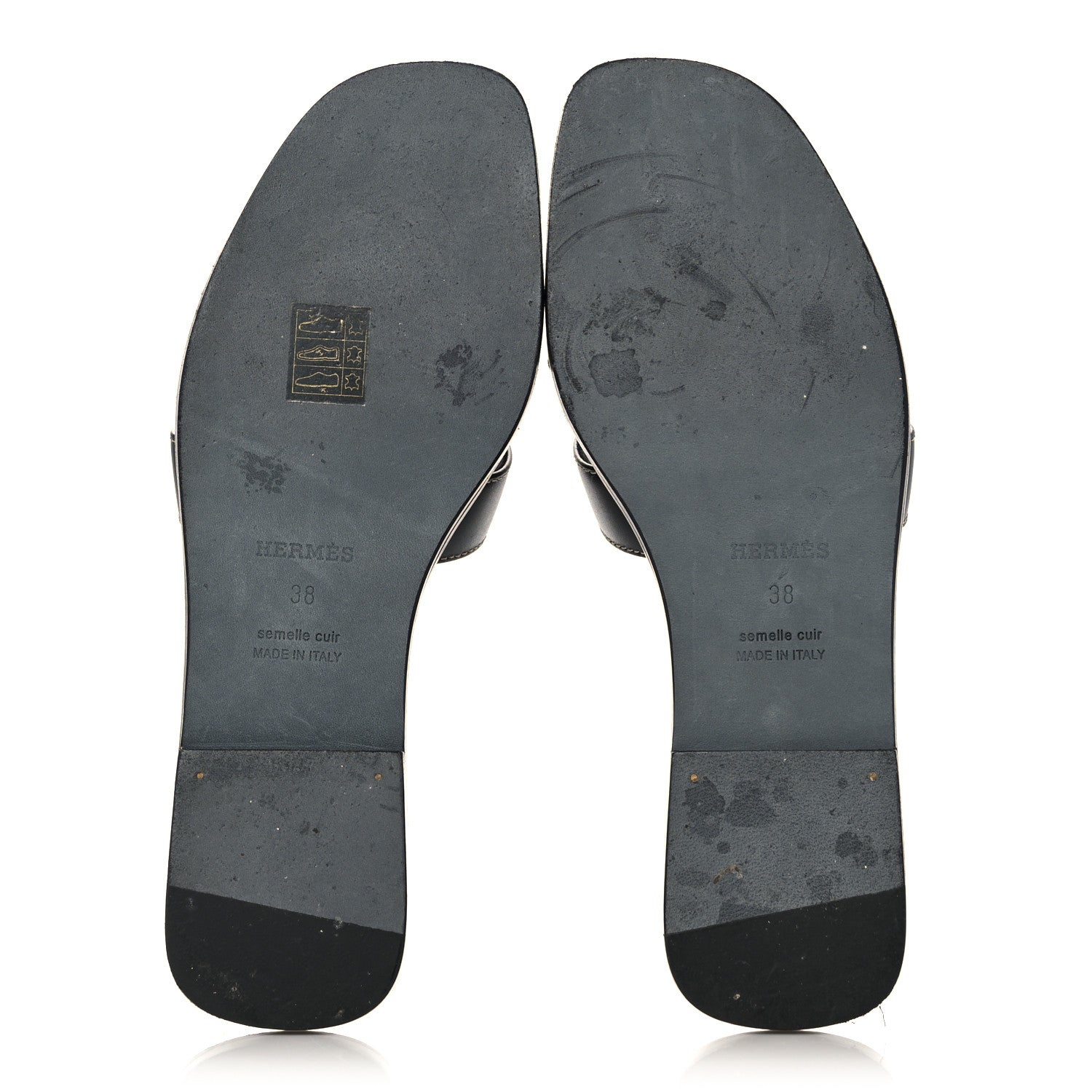 Hermes Box Calfskin Oran Sandals 38 Black 5 of 11