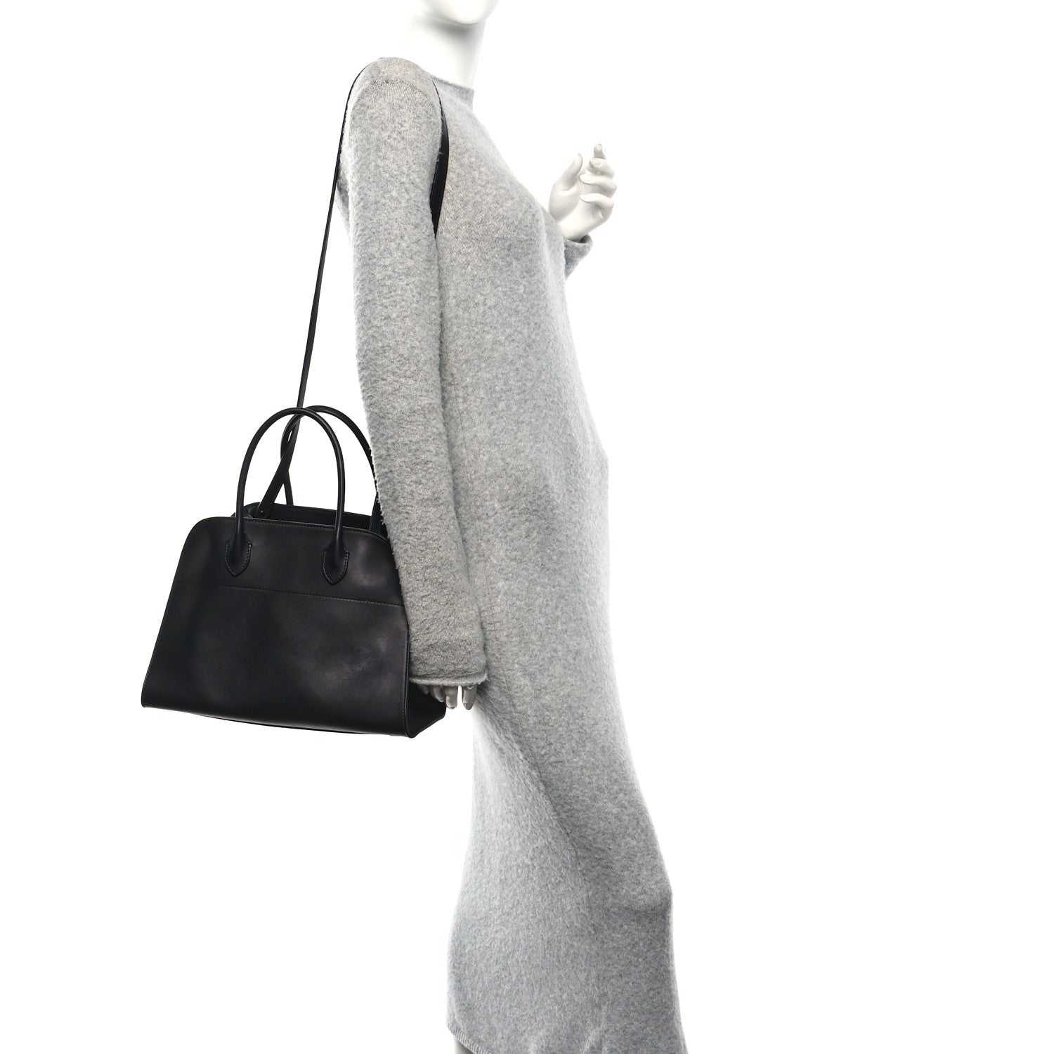 The Row Polished Saddle Calfskin Soft Margaux 12 Black 2 of 9