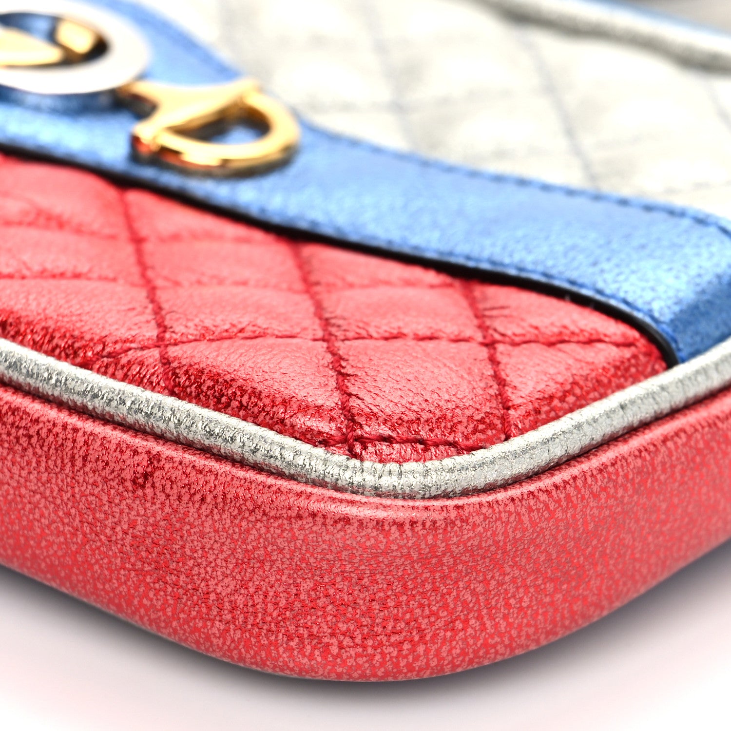 Gucci Laminated Nappa Trapuntata Zumi iPhone Case Rosso Marine Argento 9 of 9