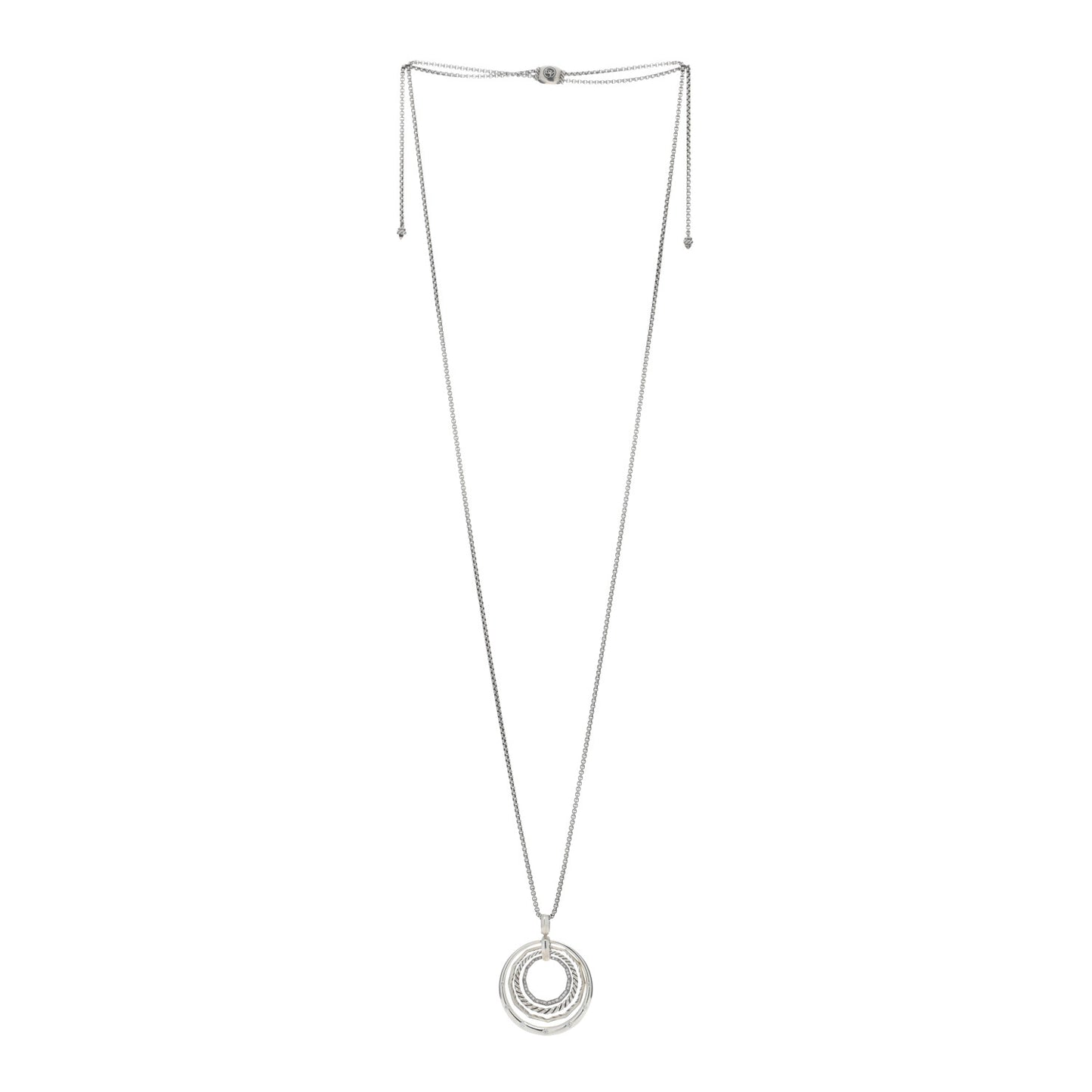 Sterling Silver Diamond 32mm Stax Pendant Necklace