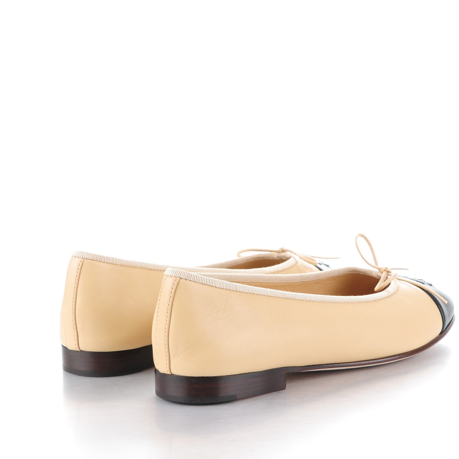 Chanel Lambskin Cap Toe Ballerina Flats 39.5 Beige Black 4 of 7