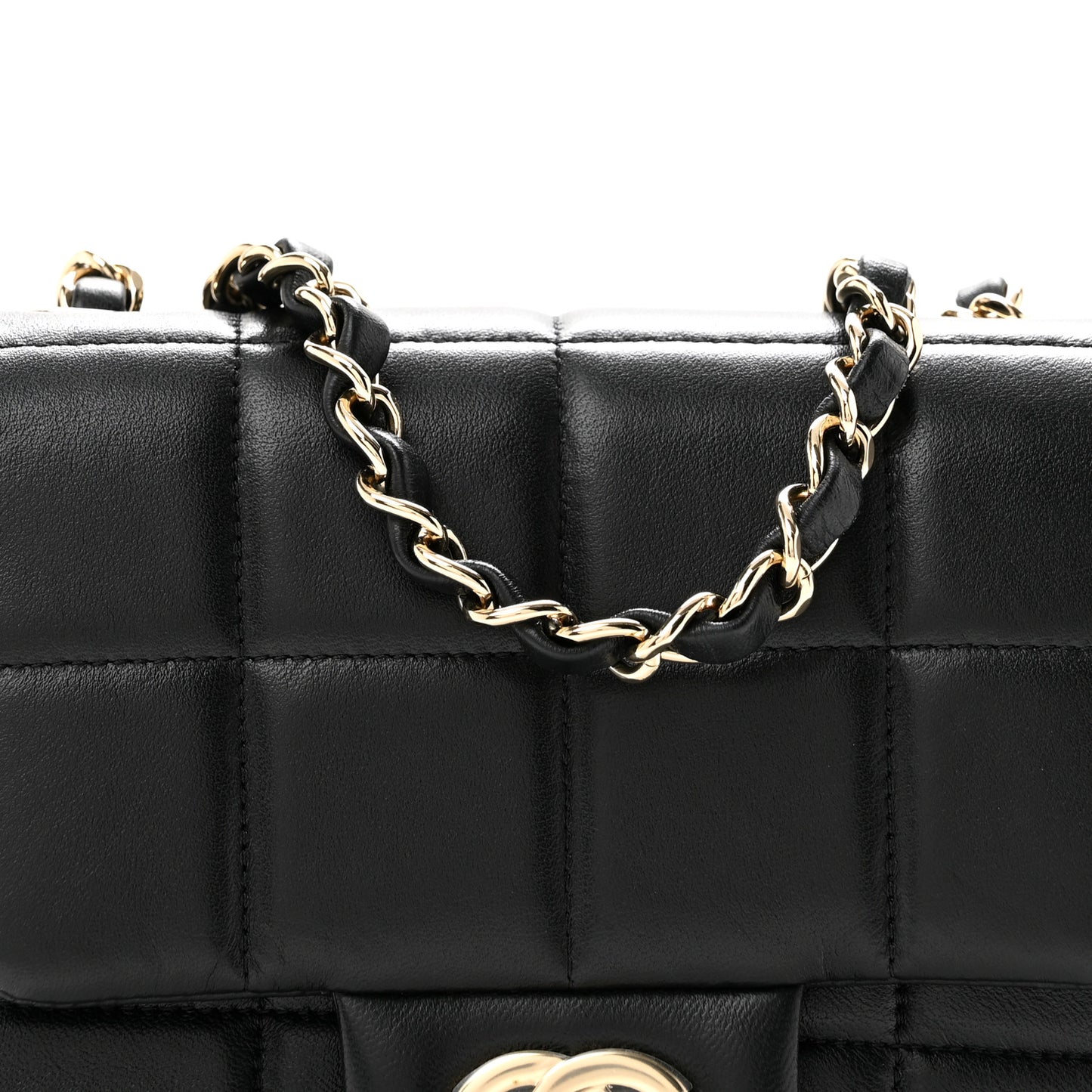 Lambskin Resin Crystal Square Quilted Mini Monacoco Flap Black