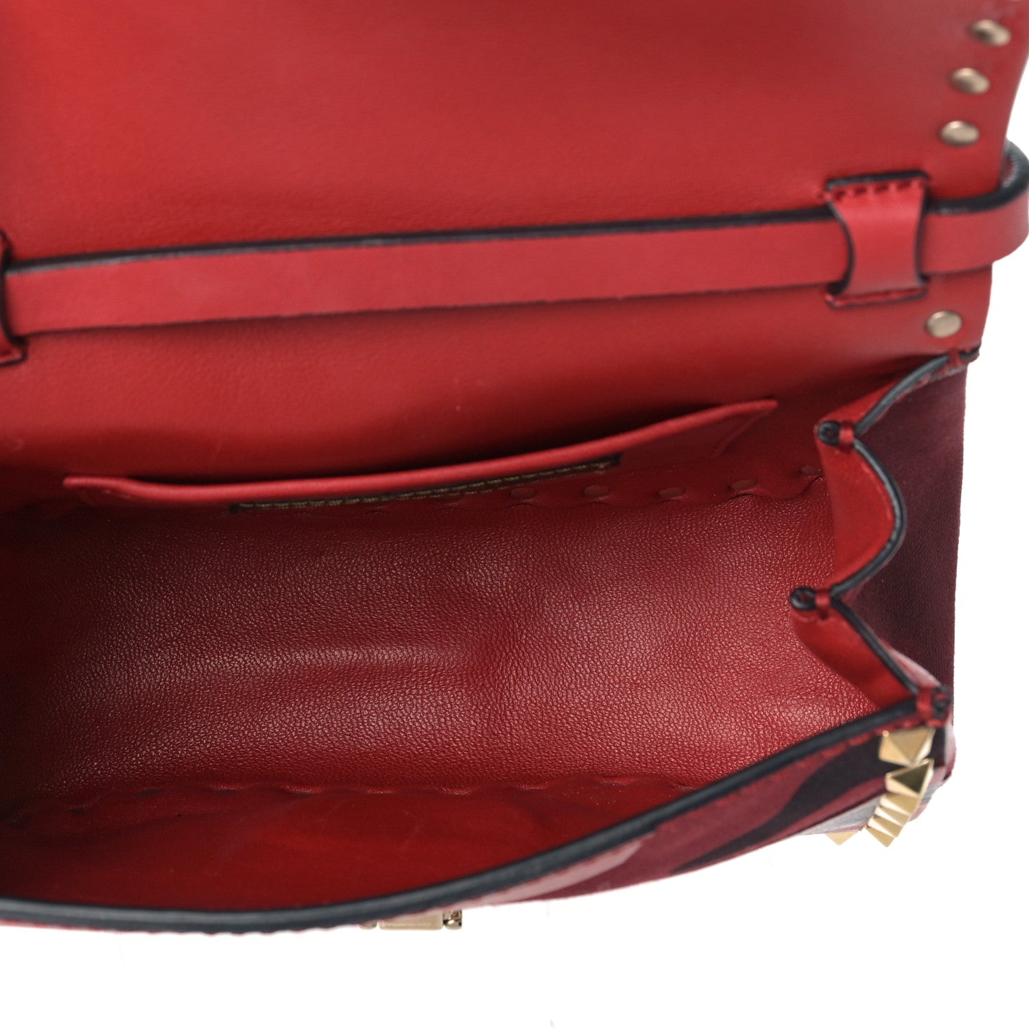 Valentino Garavani Nappa Canvas Camouflage Mini Rockstud Flap Saddle Crossbody Bag Red 4 of 7