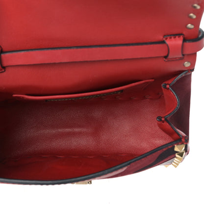Valentino Garavani Nappa Canvas Camouflage Mini Rockstud Flap Saddle Crossbody Bag Red 4 of 7