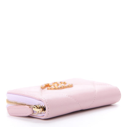 Chanel Lambskin Quilted 19 Zip Around Coin Purse Wallet Light Pink 4 of 8