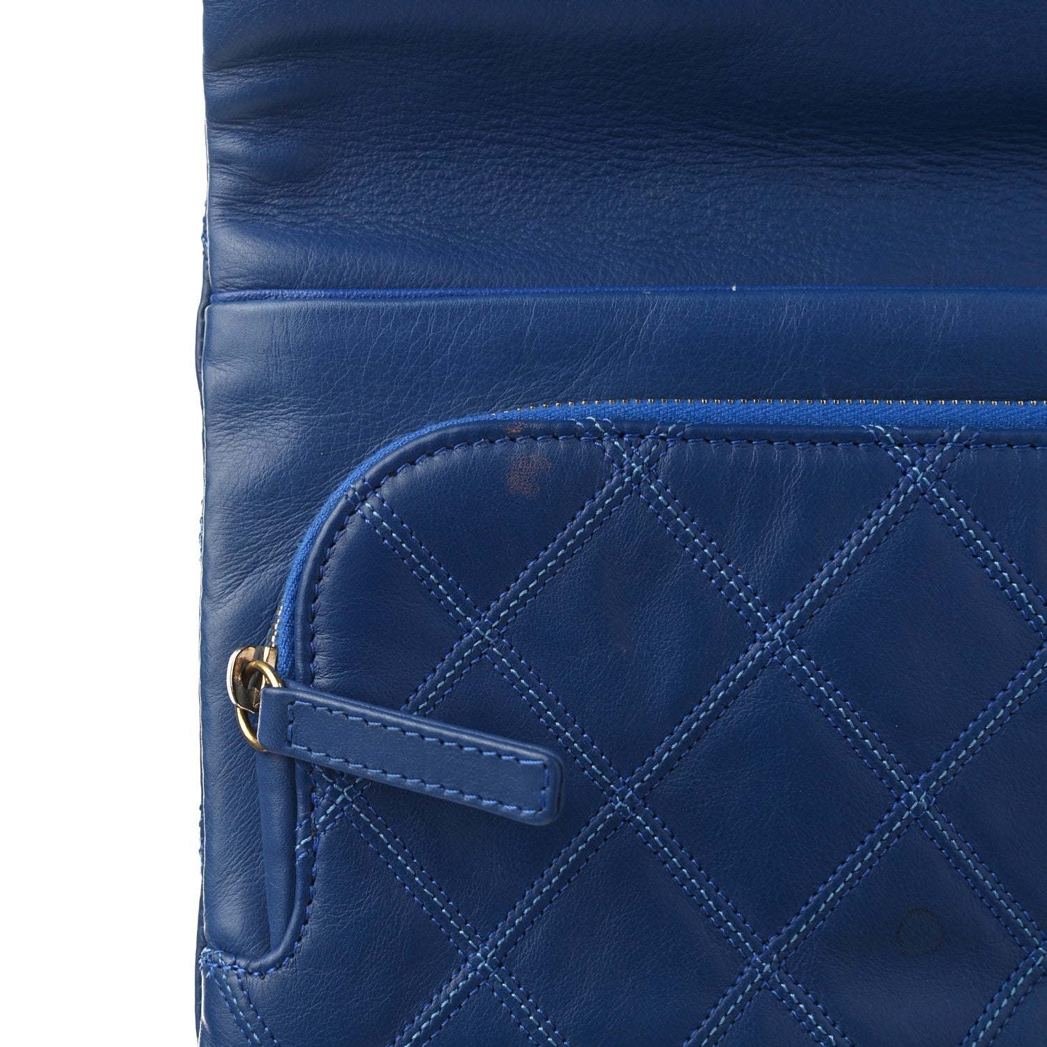 Chanel Calfskin Stitched Thin City Clutch Blue 9 of 10