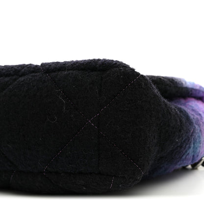 Chanel Wool Tweed Quilted Large Chanel 19 Flap Purple Black Blue 10 of 10