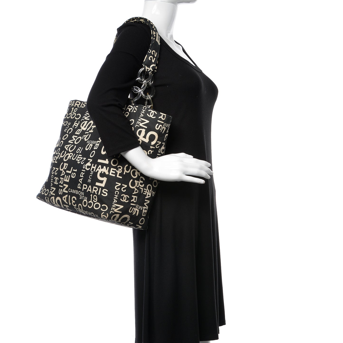Canvas 31 Rue Cambon Beach Tote Black