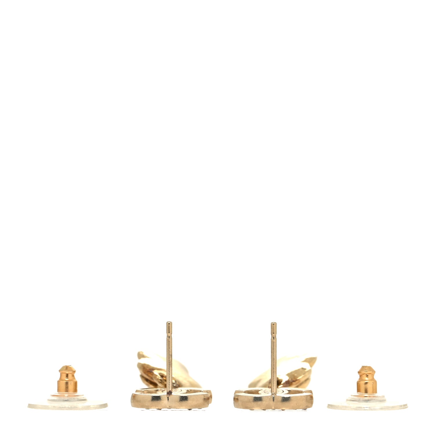 Chanel Crystal CC Camellia Drop Earrings Gold 3 of 4