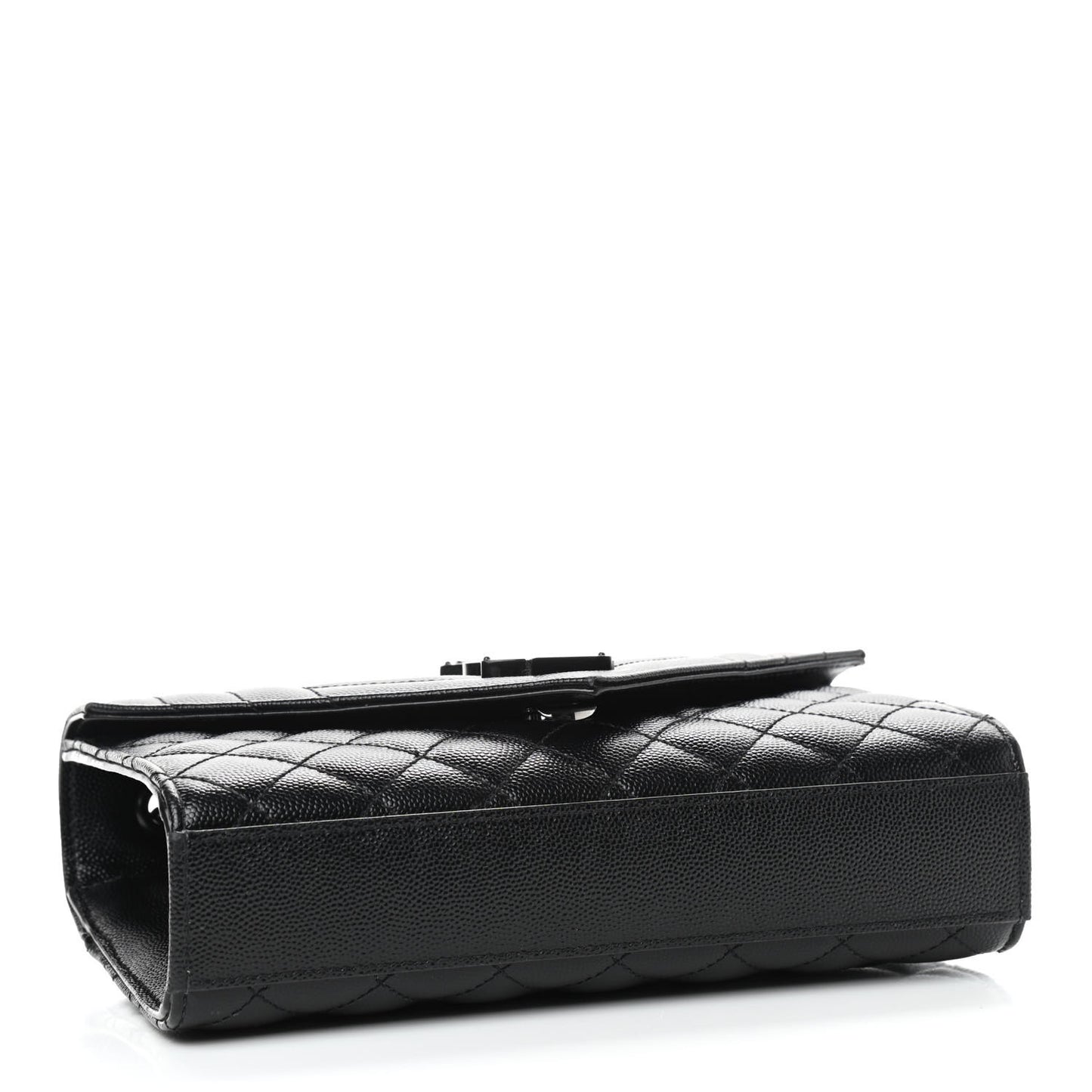 Grain De Poudre Textured Mixed Matelasse Triquilt Small Monogram Satchel Black