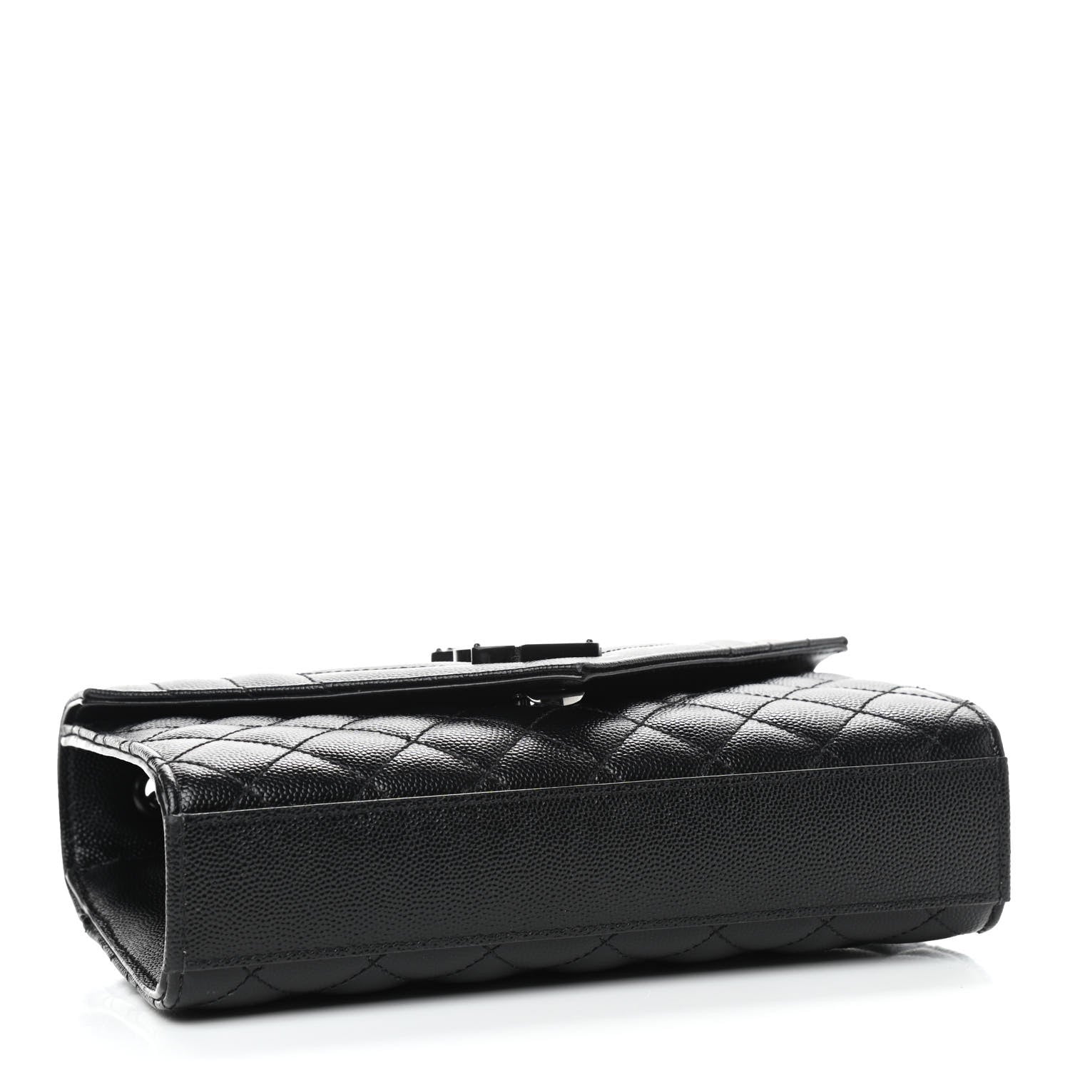 Saint Laurent Grain De Poudre Textured Mixed Matelasse Triquilt Small Monogram Satchel Black 4 of 10