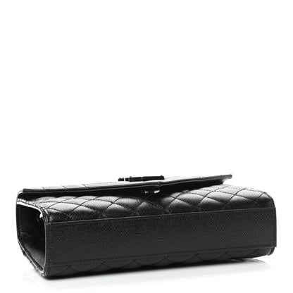 Saint Laurent Grain De Poudre Textured Mixed Matelasse Triquilt Small Monogram Satchel Black 4 of 10