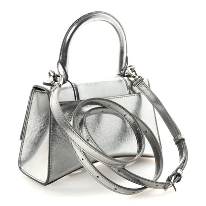Balenciaga Metallic Textured Calfskin Hourglass Top Handle Bag XS Silver 3 of 9