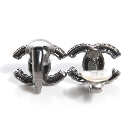 Chanel Ruthenium Crystal CC Clip On Earrings 3 of 6