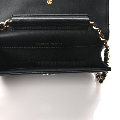 Chanel Lambskin Quilted Mini Coco Bow Clutch With Chain Black 5 of 10